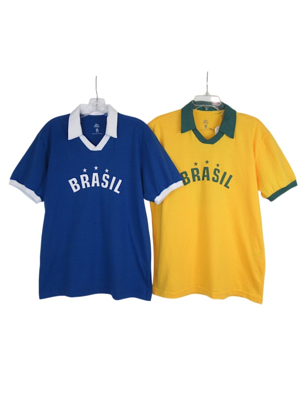 Liga Retro Brasil Soccer Polo Shirt Lot of 2 Blue & Yellow Size Medium